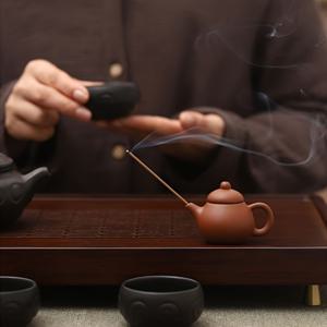 호리병박 모양의 자주색 점토 찻주전자 장식품, 향 스틱용 향꽂이 또는 향로로 사용 가능