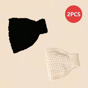 여성용 수제 뜨개질 넓은 챙 머리띠 2개, 귀 보호 및 머리 덮개용, 따뜻한 겨울 귀 보온대 및 머리 보호 밴드, 날씨용 우아한 머리 장식, 사무실, 야외 활동용, 손세탁 가능