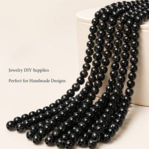 천연 흑옥 원형 원석 구슬 5A 등급, DIY 주얼리 제작용, 팔찌, 목걸이, 귀걸이용 천연 구슬, 생일 선물, 신학기 공예용 - 수공예품 및 주얼리 디자인용 원석