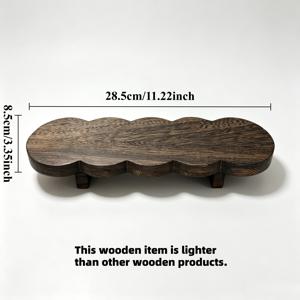 1개 직사각형 물결 모양 테두리 나무 장식 트레이, 수납 랙 소형 트레이, 28.5Cm 길이 높이 증가 트레이 비누 받침대, 나무 욕실 선반, 주방 수납 랙, 식물 수납 랙, 양초 진열 랙, 주방, 침실에 적합
