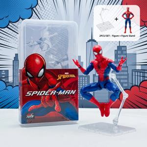 마블 스파이더맨 클래식 레드 앤 블루 스파이더맨 수집용 모델, 2개/세트 클래식 레드 앤 블루 스파이더맨 수집용 피규어 모델 + 피규어 스탠드 전시대, 조립 완료된 피규어 데스크탑 장식품, 멀티 포즈 전시 수집용 전시품, 테마, 휴일 선물 컬렉션