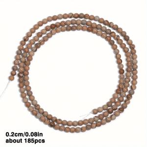 약 185개 2mm 카키색 사진 자스퍼 스톤 비즈 - 브래슬릿 및 목걸이 제작에 적합한 광택 처리된 루스 스페이서 비즈, 생일, 크리스마스 및 새해를 위한 수제 선물로 완벽