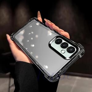 갤럭시 S25, S24, S23, S22, S21, S20 + 플러스 울트라 FE, 갤럭시 노트 20 + / 노트 10 + 5G 및 갤럭시 S24 FE/갤럭시 S25 5G 순수 블랙 디자인, 투명 네 모서리 방수 기능. 렌즈 필름 및 보호 호환 가능