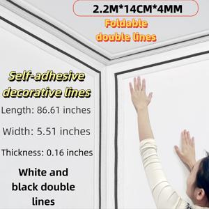 1롤, 86.61인치 X 5.5인치, 자체 접착 폼 벽면 모서리 스트립 스티커 - 방수, 간편한 설치, 베이스보드, 모서리 및 몰딩 장식용, 내구성 있는 XPE 폼 소재, 충돌 방지 디자인, DIY 집 꾸미기에 매우 적합
