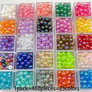 1060개/6mm, 460개/8mm 25색 AB 라운드 아크릴 구슬 세트, 팔찌 목걸이 휴대폰 고리 DIY 주얼리 제작용, 구슬 꿰기 및 주얼리 공예 액세서리