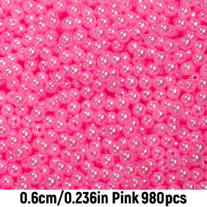 980개/580개 QYWCTZ 핑크 아크릴 구슬 - 6mm/8mm 구슬 사이즈 호환, 직구멍 DIY 액세서리 구슬 (팔찌, 목걸이, 키체인용) - 핑크 수제 공예 비즈 재료
