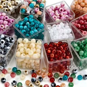 105개 8mm 내마모성 매끄러운 큰 구멍 모조 옥 아크릴 비즈 초보자 수제 공예 & 재봉 용품 > 비즈 & 주얼리 제작 > 팔찌, 목걸이, 헤어 장식용 장식 비즈