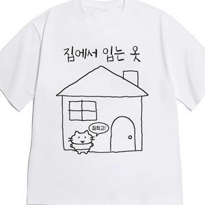 일본 스타일 패턴 티셔츠 - 남녀공용 라운드넥 반팔 상의, A라인 컷, 캐주얼 여름 의류, 세탁기 사용 가능, 모든 체형에 적합