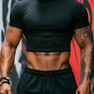스타일 남성 화이트 크롭 탑 - 하이 스트레치 피트니스 바디빌딩 반팔 티셔츠, 웨이트 리프팅 전용 익스클루시브 반소매 탱크 탑