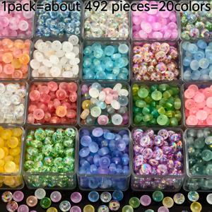 492개 20색 8mm 아크릴 투명 AB 글리터 플라이잉 사우서 휠 비즈 스페이서 비즈, 어버이날 선물로 완벽한 엄마와 친구를 위한 선물, 팔찌 제작, 목걸이 디자인, 비즈 선택, 정교한 장인 정신, 수제 재료