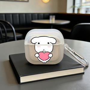Apple Airpods 1/2/3/4/Pro/Pro2용 만화 가나디 강아지 패턴 보호 케이스 커버, TPU 텍스처 경량 내구성 스크래치 방지 충격 방지 이어폰 충전 박스 부착 버클 액세서리