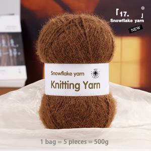 500g/5개 눈송이형 원사, 핸드니팅용 재료 원사, 핸드메이드 패션 액세서리, 펜던트, 백팩 등에 이상적, 남녀공용 가을/겨울 트렌치코트, 숄, 스웨터, 모자, 스카프, 담요, 쿠션 및 기타 다양한 패션 의류 뜨개질용으로 적합