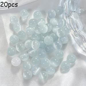 6mm 쿨 화이트 달빛 고양이 눈석스 소재의 루즈 라운드 비즈, 팔찌 및 목걸이 장식에 완벽
