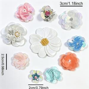 패션 엘레강스 라인석 수제 핸드 비즈 박음질 패치 10개, DIY 의류 장식 수선용 공예 장식품 액세서리, 세탁 가능한 수공예품, 모자 가방 백팩 장식, 파티 의류 액세서리