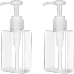 2개입 3.38Oz 리필 가능 평면 사각 플라스틱 에멀젼 디스펜서, 누출 방지 빈 에멀젼 펌프 병, 에센셜 오일, 비누 액체, 에멀젼, 샴푸에 적합, 투명