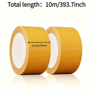 2롤 메시 양면 테이프 팩 (폭 2cm, 길이 5m), 유리 섬유 메시 뒷면 처리; 원단, 나무, 금속, 벽과 같은 재료를 접착 및 고정에 적합