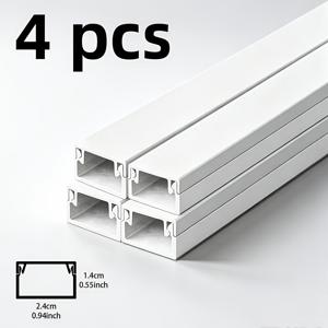 4개 묶음 케이블 정리 레이스웨이, 58인치 자가 점착 PVC 케이블 커버, 페인트 가능 케이블 감추기 채널, 벽걸이 TV, 가정 및 사무실 케이블 정리, 화이트