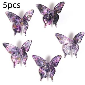 5개입, 32 X 38.5mm 아크릴 나비 투명 잉크 워시 유화 루즈 비즈, 랜덤 색상, 비즈 및 비즈 모음, 목걸이, 팔찌, 펜 장식, 비즈 풍경, 홈 데코, 장면 구성, 가방 걸이, 의류 액세서리 부품