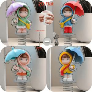 2D 플랫 아크릴 아크릴 인형 유모차 추가 세트, 차량 대시보드 장식, 귀엽고 재미있는 걸이 장식품, 다기능 스프링 베이스, 차량 내부 장식에 적합, 2D 플랫 디자인
