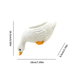 오리 모양 화분 포트, 실내/실외 사용에 적합, PVC 비닐 페인팅된 오리 꽃 화분, 안정성을 위한 오리 모양 상단과 받침대, 허브, 선인장, 탁상용 또는 정원 장식용 - 관리가 쉬운 정원 장식품 원예 선물, 가정 장식