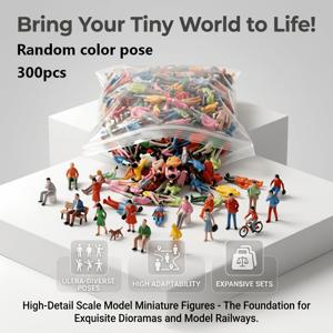 300개/팩 인형 모델 1:75 스케일 높이 2.3Cm 랜덤 색상 자세 모델 기차 건물 플라스틱 피규어 미니어처 피규어 앉아 서기 미니어처 장면에 적합