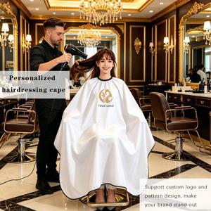 맞춤형 패턴/로고 헤어 케이프, 미용실용 안티프리즈 커팅 스카프, 가정용 헤어 앞치마. 4가지 색상 제공, 맞춤 로고 및 디자인 지원, 브랜드를 돋보이게 하세요
