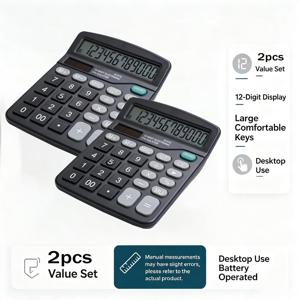 KK-837B 12자리 탁상용 전자계산기, 2개 팩, 듀얼 전원 공급(태양광 + 배터리), 대형 LCD 디스플레이, 큰 키, 사무실, 가정 장부 및 일상 계산에 적합