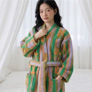 선물용 비비드 수면 극세사 샤워 겨울 홈웨어 라운즈 로브 가운
