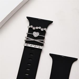 하트와 라인스톤 디테일이 장식된 시계 스트랩 1세트, Iwatch 시계 스트랩 38mm, 40mm, 41mm, 42mm, 44mm, 45mm 시리즈와 호환