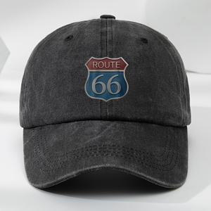 ROUTE 66 프린트 야구 모자 아웃도어 스포츠 캐주얼 흡습성 덕빌 모자 클래식 워싱 빈티지 캡
