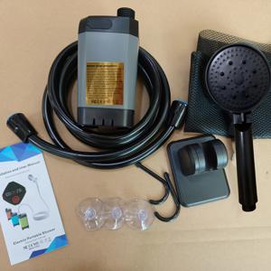 2025 신제품 캠핑용 휴대용 샤워기, [장시간 사용 가능] Spopal 6000mAh 충전식 LED 디스플레이 캠프 샴푸, IPX7 방수 아웃도어 펌프 - 하이킹, 여행, 차량 및 애완동물용