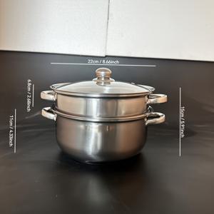 마그네틱 수프 냄비가 있는 이중 레이어 스테인리스 스틸 찜기; 찜을 위한 다용도 냄비