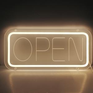 네온 오픈 사인, USB 전원, 밝기 조절 가능, 벽 또는 문에 걸기 적합, 스위치로 제어, 배터리 불필요, 상점, 커피숍, 푸드트럭 장식용으로 이상적