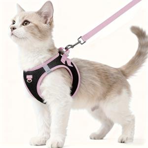 가벼운 부드러운 통기성 고양이 하네스 및 벨트 세트, 안전한 반사 아기 고양이 조끼, 패딩 핸들 벨트, 고양이, 소형견에게 적합