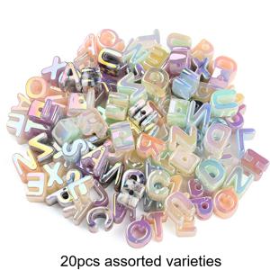 20개입 18x21mm 투명 코팅 컬러풀 랜덤 혼합 글자 비즈, 대구멍 매끄러운 아크릴 비즈 - 창의적인 이름펜던트, 팔찌, 목걸이, 키체인, 폰참 & 비즈펜 장식용