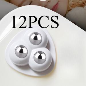 12개입 고하중 미니 캐스터 휠 세트 | 360° 회전 베이스, 드릴 불필요 설치, 저소음 작동, 스테인리스 스틸 볼 베어링 - 가구, 캐비닛, 수납 상자, 사무실, 가정, 작업장에 적합 - 화이트/블랙