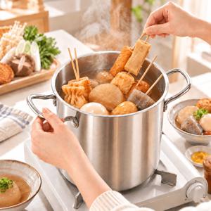 304 스텐 튀김 냄비 파스타 조리 가능 깊은 냄비 유리 커버 포함 대용량 3.5L 인덕션 가스 겸용 치킨 해산물 튀김용