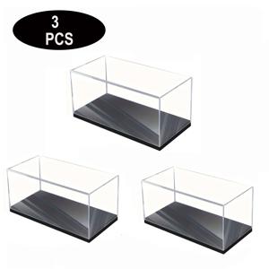 3개 투명 아크릴 디스플레이 케이스 세트 - 12X5.8X4.5 Cm 먼지 방지 보호 케이스 (1/64 및 1/43 스케일 모형 자동차, 미니어처, 수집품용) | 내구성 좋은 아크릴 소재 | 보관용으로 쌓을 수 있음, 장난감 자동차, 피규어 등에 적합