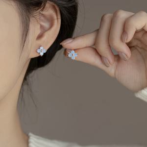 블루 한 쌍 고급 신상 중국풍 쿨톤 클립온 귀걸이 A26