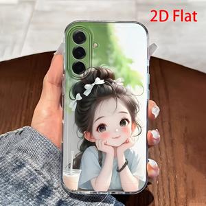 휴대폰 케이스 - 2D 플랫 소프트 귀여운 고대 스타일 스위트 걸 휴대폰 케이스, 갤럭시 A03S A04 A05S A06 A07 A13 A14 A15 A16 5G A17 A22 A23 A24 A25 A26 A32 A34 A35 A36 A37 A52 A53 A54 A55 A56 A57 S21 울트라 S22 플러스 S23+ S24 FE S25 S26 투명 안