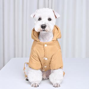 겨울 강아지 점프수트 후드 코트, 두꺼운 기모 안감 따뜻한 애완 동물 오버롤, 귀여운 곰돌이 패턴 소형견~중형견용 옷, 추운 날씨