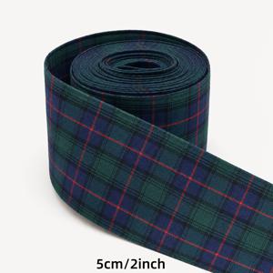 5야드 레이어링 롤 10mm/0.39인치, 30mm/1.18인치, 50mm/2인치 격자무늬 프린트 리본 원단 줄무늬로 잘라서 선물 포장, 부케 포장, 파티 장식, DIY 헤어 보우, 공예용