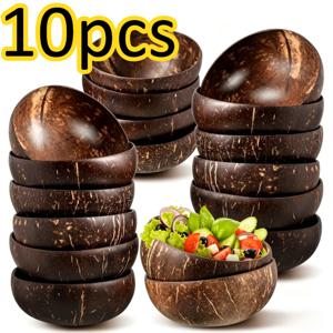 5/10개 수제 코코넛 쉘 볼, 16온스/500ml, 재사용 가능한 코코넛 쉘 볼, 아사이 과일, 샐러드, 디저트 및 밀크셰이크에 적합, 웨딩 파티 식탁용품으로 이상적인 선택