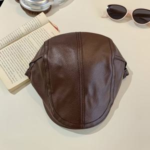 남녀공용 PU 코팅 뉴스보이 캡 - 빈티지 아이비 베레모 드라이버 모자, 스승의 날, 졸업식, 신학기에 적합 - 조절 가능한 따뜻한 겨울 모자, 내구성을 위한 PU 코팅, 행사 및 일상 착용을 위한 단색