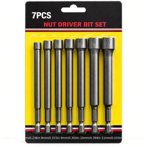 7개 세트 너트 소켓 및 드라이버 비트, 6mm 육각 핸들 연장 소켓 렌치 비트, 5mm~12mm 미터법 강력 자석 너트 소켓, 전동 드릴 및 임팩트 드라이버에 적합, 너트 및 볼트 조임용