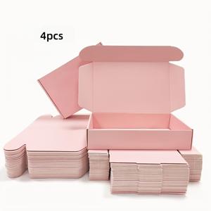 4개입 핑크 블랙 화이트 브라운 골판지 배송 상자, 7.9X5.1X1.6인치 접이식 우편 상자, 선물 포장 공예 보관용 소형 골판지 메일러 상자, 주얼리 제작 디스플레이 및 포장 용품