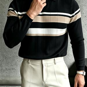 LVLAEA 남성용 가을/겨울 패션 신상 POLO 칼라 디자인 스웨터, 캐주얼 빈티지 비즈니스 다용도 스타일 니트 상의, 외출, 생일 파티, 크리스마스, 할로윈, 추수감사절 의상에 적합한 남성용 겨울 옷 스웨터