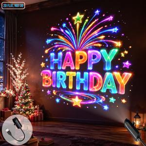 휴대용 LED 프로젝터 야간 조명 USB 전원 생일 축하 해피 버스데이 패턴 앰비언트 장식 프로젝션 램프 파티 홈 생일 선물