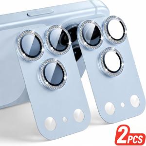아이폰 18 Pro Max/18 Pro용 2개 샌드블라스트 아머 샤이니 글리터 라인스톤 카메라 렌즈 보호 필름, 9H 경도 스크래치 방지 금속 소재, 기포 없는 접착, 흐릿한 사진 없이 선명한 사진