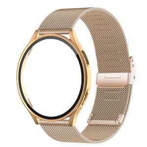 삼성 7 FE 6 5 4 (44mm/40mm)용 밀라노 루프 시계 밴드 및 보호 PC 케이스, 스테인리스 스틸 메시 시계 스트랩 스크래치 방지 보호 강화 유리 케이스 손목 밴드, 커플을 위한 이상적인 선물
